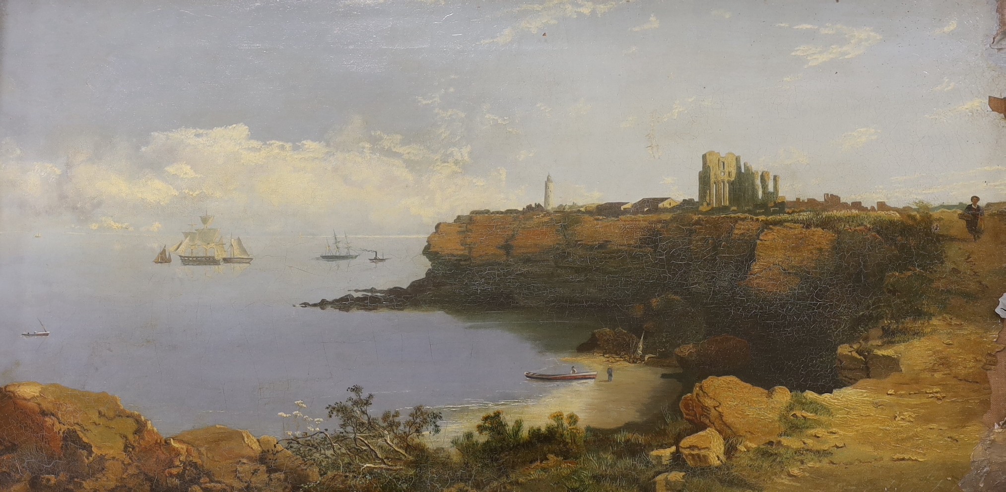 After Edmund J. Niemann, oil on canvas, 'Teynmouth Harbour', bears inscription, 38 x 75cm